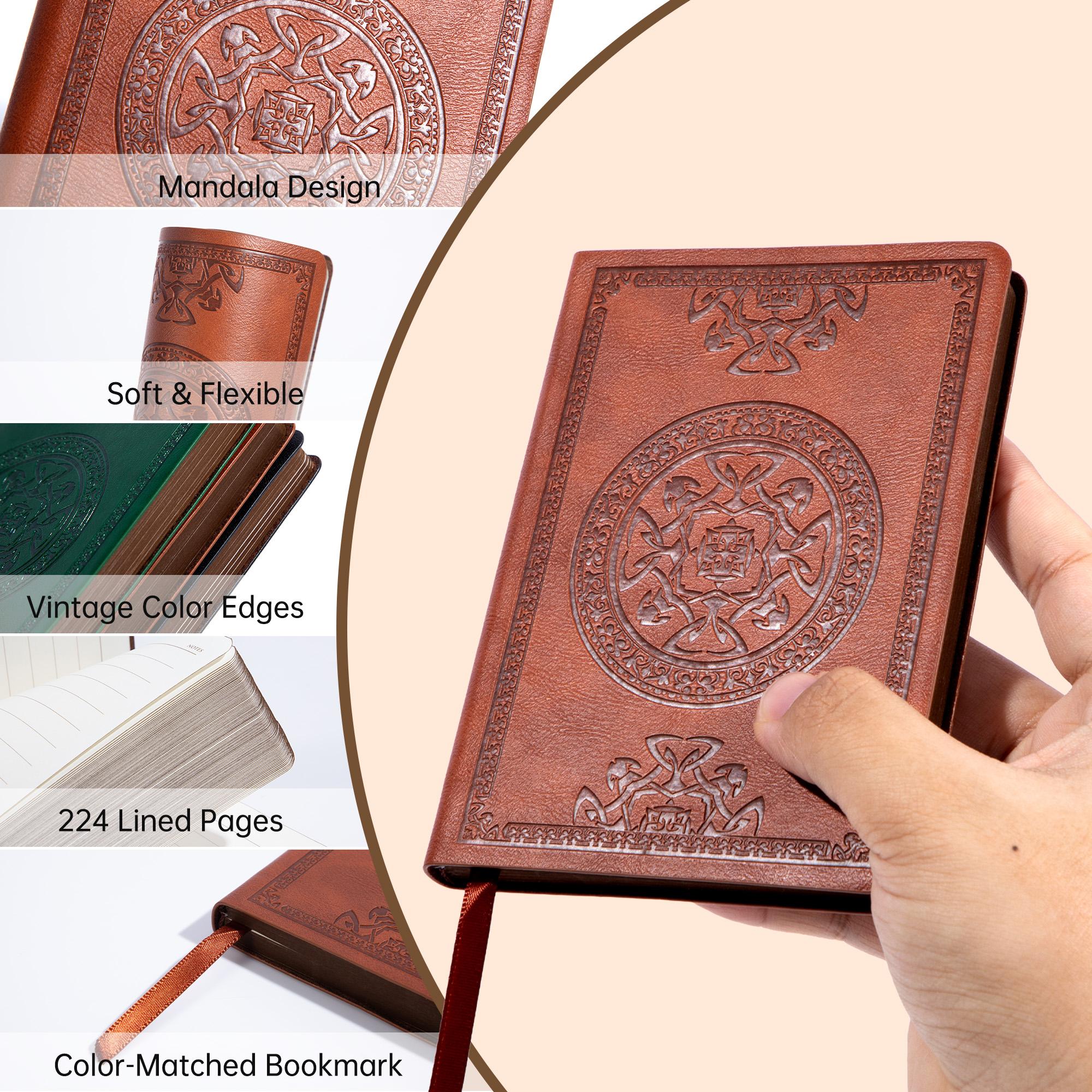 Soft Cover Hand-Stitched Vintage Notebook A5 Journal for Bible Study, Grimoires, Tarot Cards, Home Office, School Use, Valentine's Day  Gift Stationery with Lined Pages