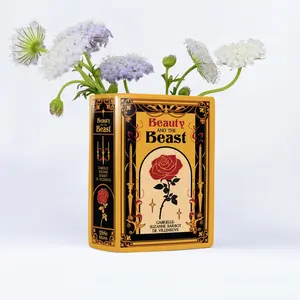 Beauty and the Beast Ceramic Book Vase, Vintage Book Vase Decor, Ceramic Decor, Book Shaped Flower Vase, Bookish Gift, Home Decoration