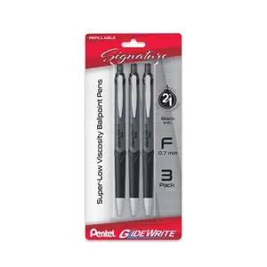 GlideWrite Signature Gun Metal Barrel, (0.7mm) Fine, 3-pk