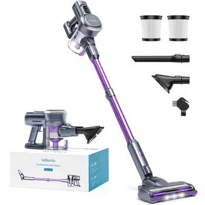 Lubluelu Cordless Vacuum Cleaner, 25000Pa Powerful Suction, LED Brush, 50Min Runtime, Lightweight Self-Standing for Pet Hair, Carpet & Hardwood Floors