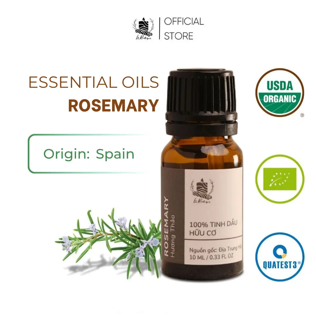 Organic Rosemary Essential Oil - 100% Pure Natural - Spain Origin - Focus & Mental Clarity - Le Rustique