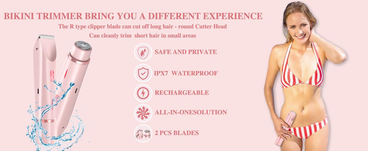 Electric Bikini Trimmer, 2-in-1 Body and Facial Hair Removal Dual-Head Electric Shaver, Waterproof USB Rechargeable Cordless Hair Trimmer for Women, Portable Hair Trimmer, Multifunctional Festival Gift razor Electric Bikini Trimmer, 2-in-1 Body and Facial Hair Removal Dual-Head Electric Shaver, Waterproof USB Rechargeable Cordless Hair Trimmer for Women, Portable Hair Trimmer, Multifunctional Festival Gift razor