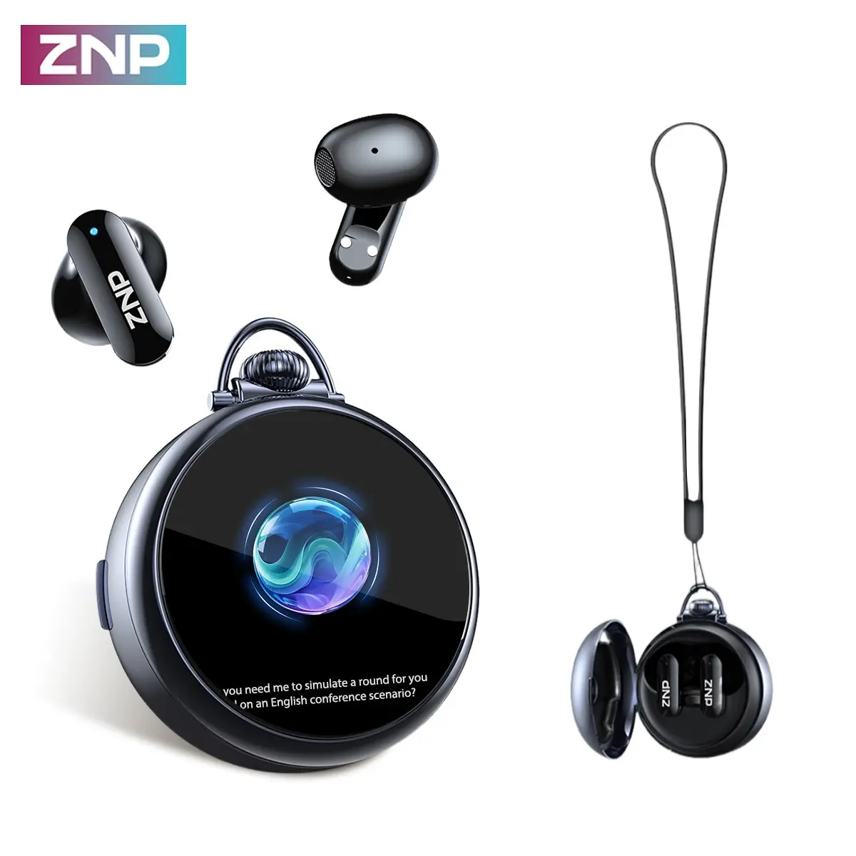 ZNP N03 TWS Bluetooth Earbuds, True Wireless Earbuds, Wireless Earbuds Headset, Wireless Earphones, Bluetooth 6.0, LED Smart Touch Control, Lightweight In-Ear Design, IPX5 Waterproof, Suitable for Gaming, Office Work, Sports, Studying, and Voice Calls