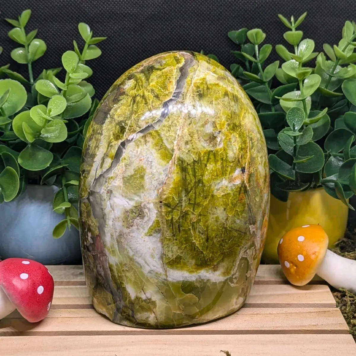 Green Opal Crystal Free Form - Unique Iridescent Play of Colors