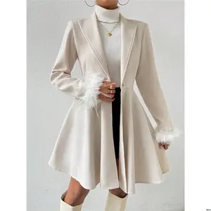 Button Single Cuff Fringed With a tiktok Raffin é Solid Color Overcoat And Closure