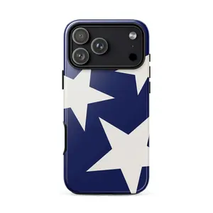 White Stars and Blue Background Phone Case,  Durable Two-In-One Protection, Fits iPhone 17-11 Pro, Samsung S26-S22 Ultra Series Compatible with Samsung Galaxy S24