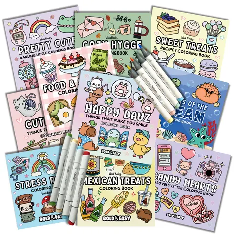 Picked For You! 3 Book Coloring Bundle with 8 Mystery Ohuhu Alcohol Markers by Wook Books
