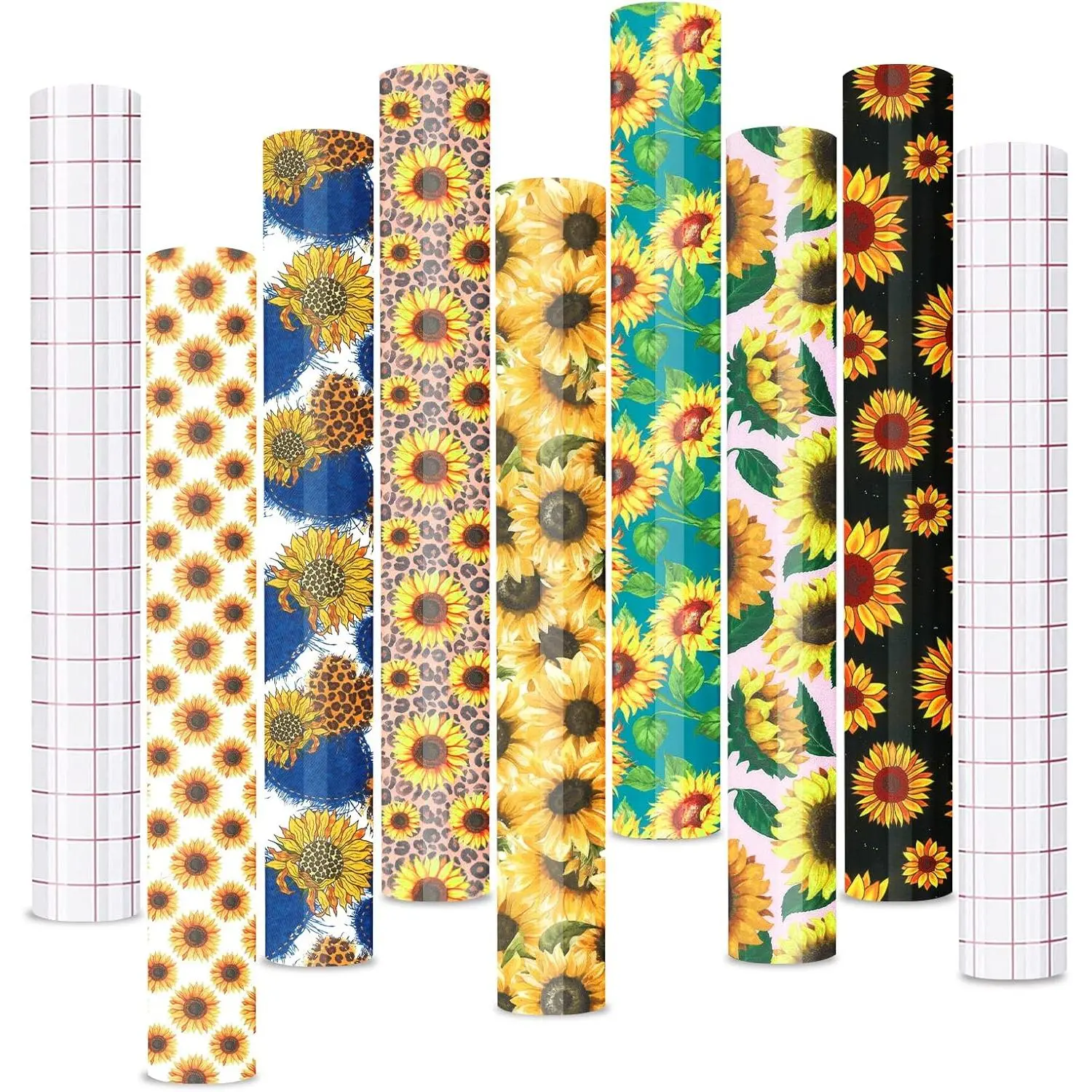 Sunflower Permanent Vinyl - 7 Sheets 12"x10" for Cricut Machine, Floral Adhesive Sheets,  Vinyl