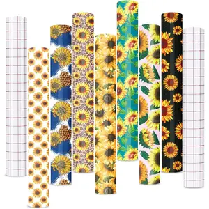 Sunflower Permanent Vinyl - 7 Sheets 12"x10" for Cricut Machine, Floral Adhesive Sheets,  Vinyl