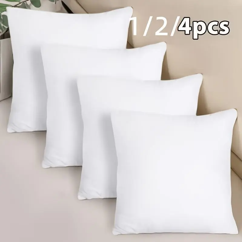 1/2/4 Pack Hypoallergenic New Fiber Cushion Filling Inserts, White Square Pillow Inserts For Sofa, Bed And Patio. Ideal For Bedroom, Office, Kitchen, Living Room Decor, Outdoor Camping And Spring & Summer Use. Perfect Mother'S Day Gift.
