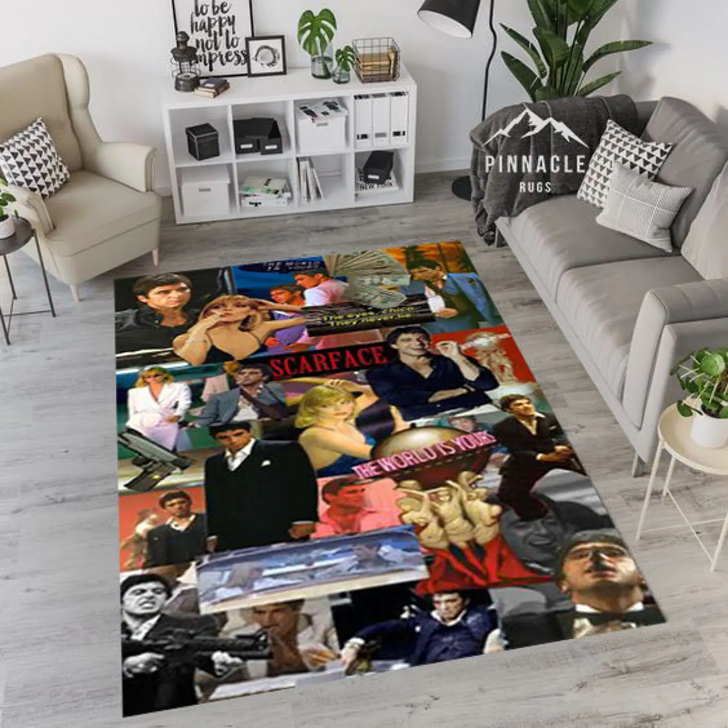 Scarface Rug, Scarface Gift, For Living Room Rug, Fan Rug, Area Rug, Non Slip Floor Rug, Custom Gift Unique, Themed Rug, Gift For Him,3D Rug