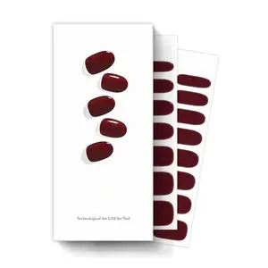 Semi Cured Gel Nail Strips, Works with Any UV/LED Lamps, Salon-Quality, Long Lasting, Easy to Apply & Remove - Includes 2 Prep Pads, Nail File & Wooden