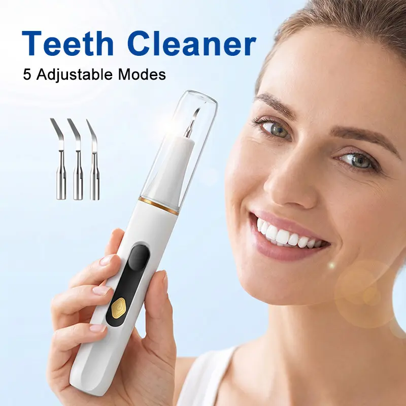 Teeth whitening, Dental Scaler - 5-Mode Ultrasonic Teeth Cleaner with LED Light, Rechargeable USB-C Kit for Tartar Removal at Home  Oral Oral Hygiene Products
