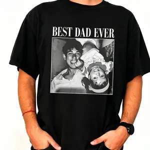 Best Dad Ever Custom Photo Shirt Personalized Picture T-Shirt Father’s Day Gift for Dad Upload Your Photo & Text Custom Dad Tee Gift for Him Husband Birthday Gift Unique Family Photo Graphic Vintage Comfort Colors Style