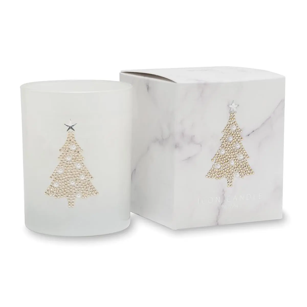 Primal Elements CIGXMAS Christmas Tree 9.5 oz. Icon Candle in White Marble