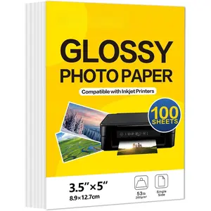 Glossy Inkjet Photo Paper 100 Sheets 3.5x5 Inches 53lb Professional Photographic Compatible with Dye Ink Printer 200GSM  Dry Picture Paper (3.5''x5''-100 Sheets)