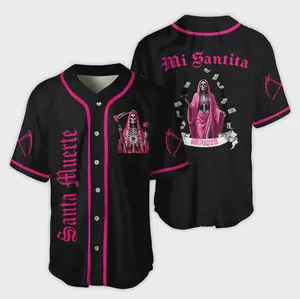 Santa Muerte Mexico Baseball Jersey Mexican Jersey Shirt Jersey For Him For Her Style Button Down