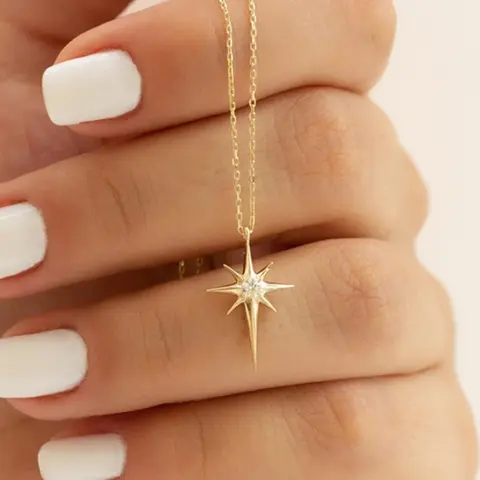 Minimalist Artificial Zircon Decorated Pendant Necklace, Elegant Star Design Necklace for Women for Party, Daily Decor, Trendy All-match & Exquisite Jewelry for Birthday Gift, Minimalist Chain Necklace, High End Necklace, Decorative Necklace