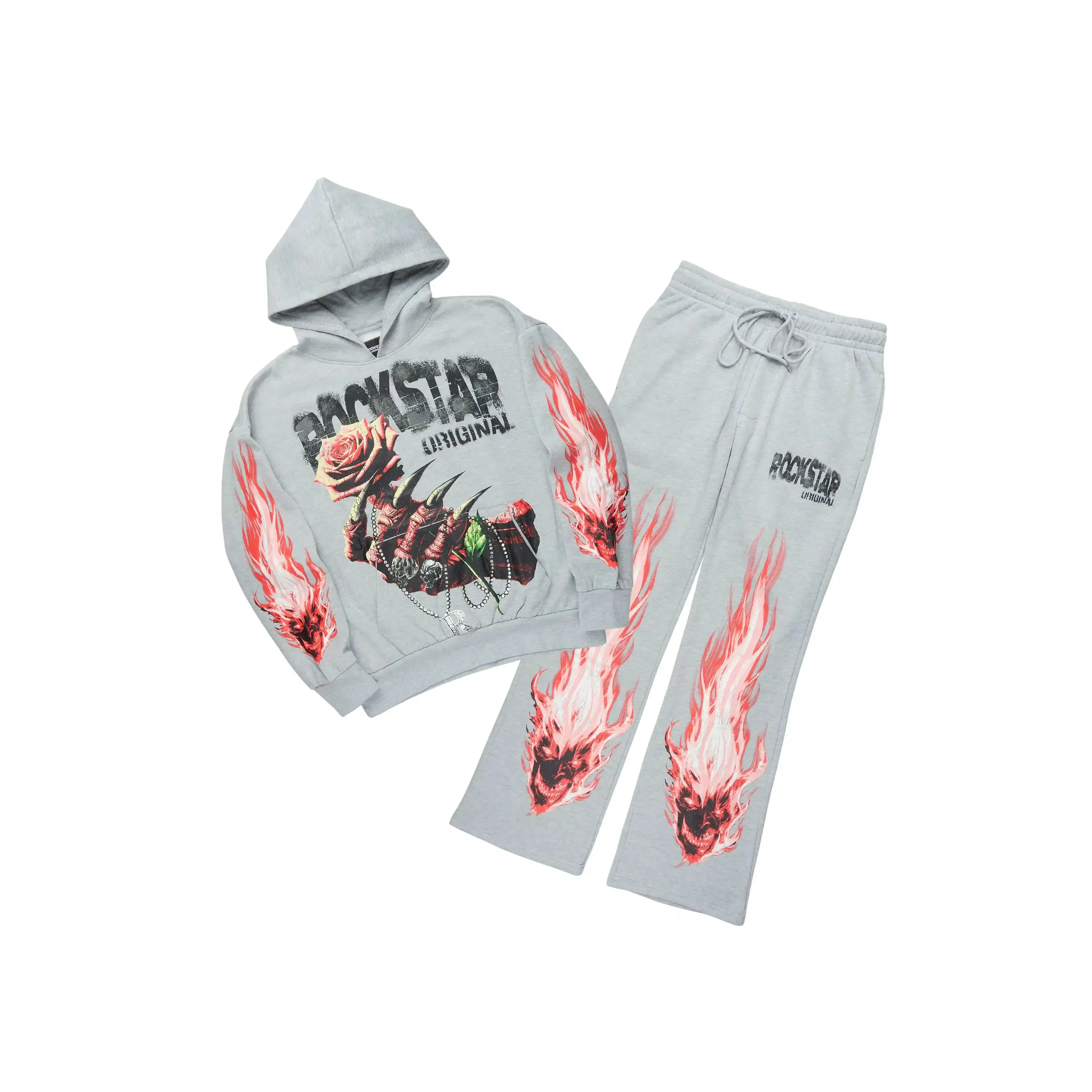 Azyrx Heather Grey Hoodie/Baggy Pant Track Set Azyrx Heather Grey Hoodie/Baggy Pant Track Set