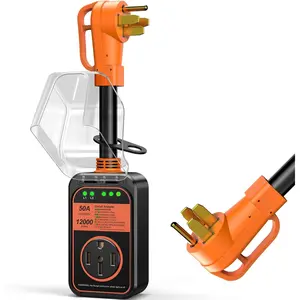RV Surge Protector 50 Amp, 𝟐𝟎𝟐𝟓 𝐍𝐞𝐰 𝐔𝐩𝐠𝐫𝐚𝐝𝐞𝐝 Voltage Protection RV Power Surge Protectors Waterproof, RV Adapter Plug for Camper, Circuit Analyzer for Travel Trailers