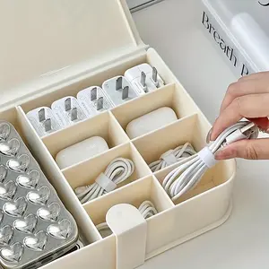 Cable Management Box, Desktop Organizer for Phone Chargers, Plugs, Data Cables, Durable Abs Material, Ideal for Home Office, Gaming Area, Tech Desk