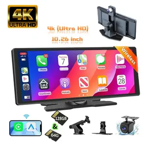 2026 Latest Model 10.26 Inch 4K Ultra HD  carplay screen,CarPlay For Any Car,wireless front and rear dash camera,car accessories for men