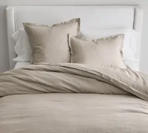 Pottery Barn Belgian Flax Linen Double Flange Duvet Cover Full.Queen, New W/$279.00 tag