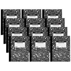 C-Line Products  Composition Wide Ruled Notebook - 100 Page - Black Marble - Pack of 12