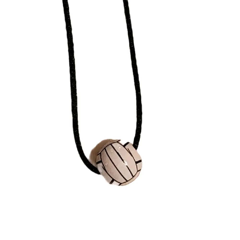 Volleyball Charm Necklace - 18in Adjustable Fabric Jewelry, Unisex Sporty Accessory for All Ages Women and Girls