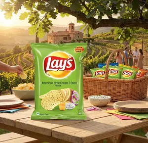 LAYS Cream & Onion Flavour Chips – Crispy Potato Chips (5 Pack)