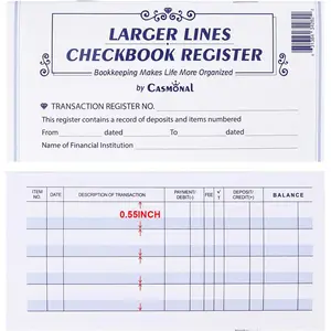 20 Pack Checkbook Register, Check Registers for Personal Use, Blank Ledger Transaction Registers for Personal or Business Banking, Easy to Read Check Register Book with 24/25/26 Calendars