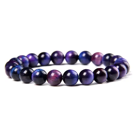 Man-Made Gem Galaxy Tiger Eye Beaded Bracelet - Elastic, Fashion Beaded Jewelry, Boho Style Stretch Bracelet for Men Women, Daily Wear Gift, Elastic Bracelets, Fashion Bracelet, Gifts For Boyfriend