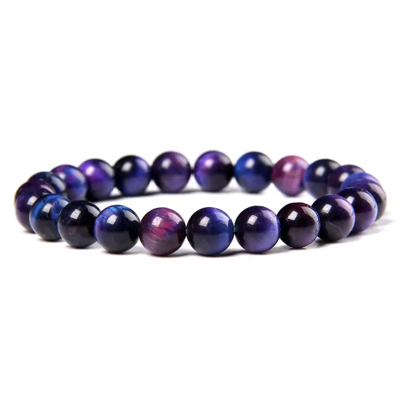 Man-Made Gem Galaxy Tiger Eye Beaded Bracelet - Elastic, Fashion Beaded Jewelry, Boho Style Stretch Bracelet for Men Women, Daily Wear Gift, Elastic Bracelets, Fashion Bracelet, Gifts For Boyfriend