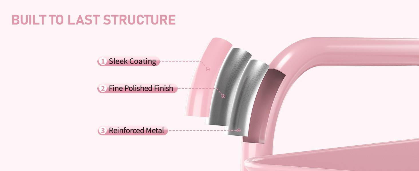 3-Tier Rolling Utility Cart with Wheels, Space-Saving Storage Organizer for Kitchen, Bathroom, Office and Dorm, Easy Assembly