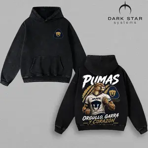 (Hoodie washed) Pumas UNAM T-Shirt, Blue Gold Panther Soccer Graphic Tee, Club Universidad Nacional Football Fan Shirt, Liga MX Apparel For Men Women