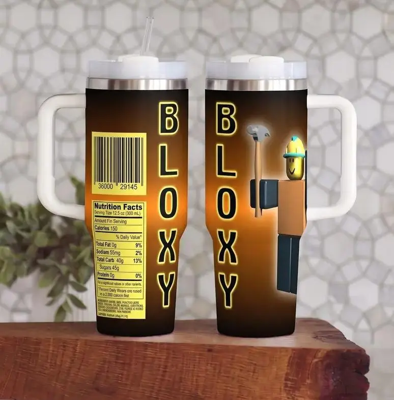 [Gaming Collection] Roblox Bloxy Cola 40oz20oz Tumbler with Handle & Straw, Builderman Stainless Steel Double Wall Vacuum Insulated Travel Mug, Gamer Coffee Cup, Birthday & Christmas Gift for Roblox Fans