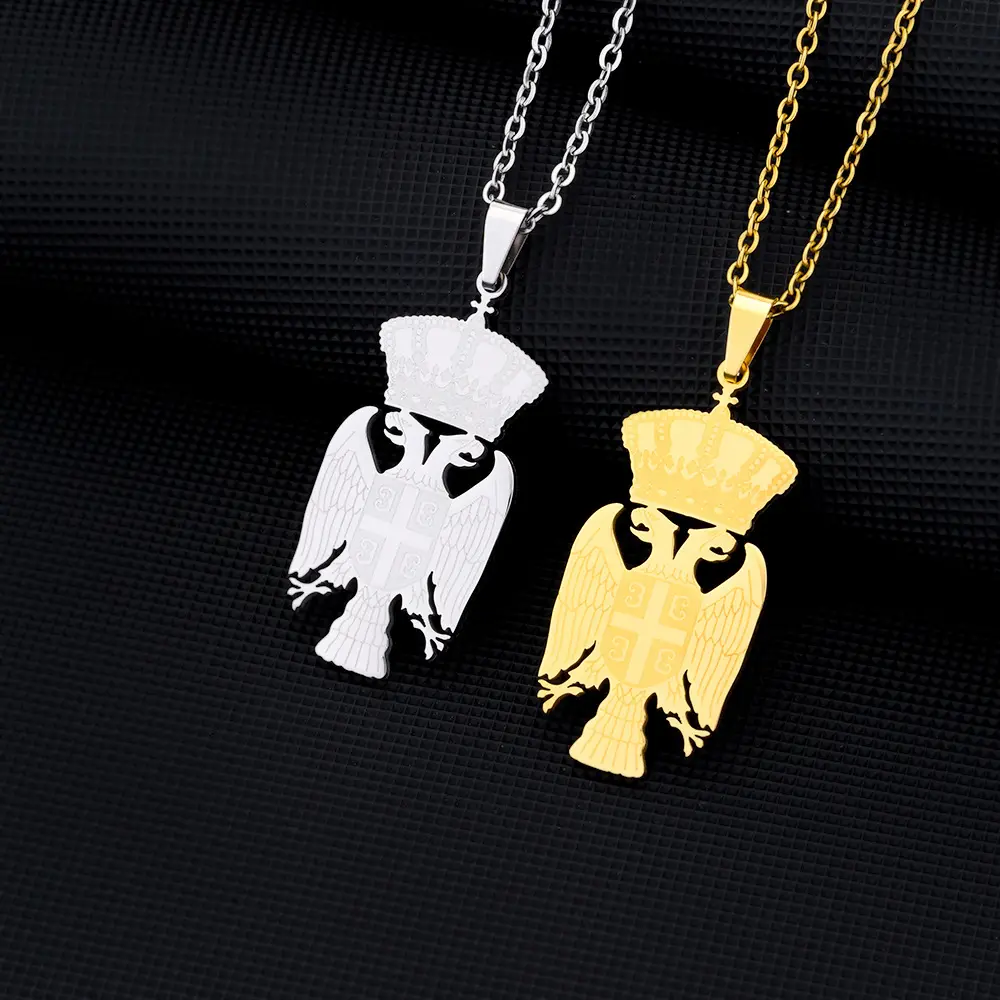stainless steel Republic of Serbia eagle pendant necklace couple style famous wind titanium steel pendant with jewelry