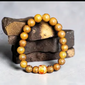 Champion Men's Fashionable Flexible Wooden Bracelet, Durable Jewelry Accessory, Casual Trendy Jewelry for Everyday Casual Wear