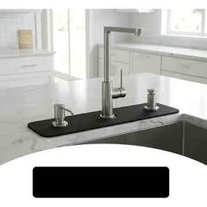 Customizable Kitchen Sink Faucet Mat 24"Lx5.5"W Absorbent Sink Edge & Bathroom Counter Protector Quick Drying Splash Guard Cut to Fit 2 3 4 Holes Faucet Soap Dispenser & Irregular Sink