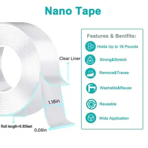 Nano Tape Heavy Duty 9.85FT Double Sided Adhesive Clear Mounting Tape for Picture Hanging Reusable & Washable Strips, Ideal for HomeDecor Projects#TOP PICKS