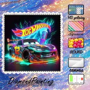5D-DIY, high-quality velvet canvas, diamond art, diamond painting, colorful racing car AB diamonds, fairy dust diamonds, crystal diamonds, perfect home decoration, handmade diamond art painting kit, special craft diamond art kit