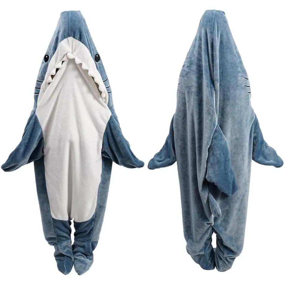 Shark Onesie, Shark Blanket Hoodie Onesie Adult, Shark Sleeping Bag for Adult (L)