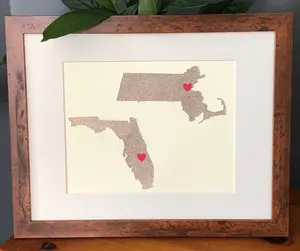 Nineteenth Year Wedding Anniversary Present, Personalized Bronze Anniversary, Year Nineteen Anniversary, State Outline, Wedding Song Lyrics