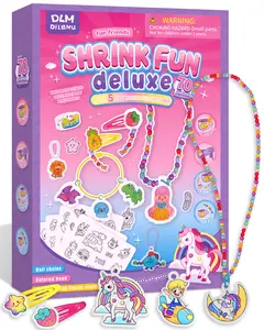 DLMdilemu heat-shrinkable sheet DIY set, keychain, children's creative handmade pendant material pack, hairpin, jewelry, gift, paintable