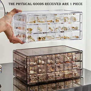 72-Grid Transparent Jewelry Storage Box, Multi-Layer Large-Capacity Jewelry Organizer for Rings, Earrings, Necklaces and Bracelets, Jewelry Storage Unit