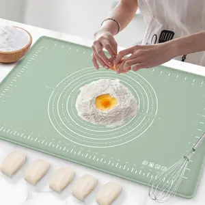 Silicone Baking Mat, 24"x16" Extra Thick Dough Rolling Mat with Measurements & Heightened Edges, Non-Stick Food-Grade Bakeware Utensils for Pastry, Bread, Cookies