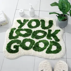 You Look Good Bath Mat Green 25x21 Funny Bathroom Decor Cute Non Slip Microfiber Washable Absorbent for Bedroom Bathtub Gift Decoration Decorative Rug