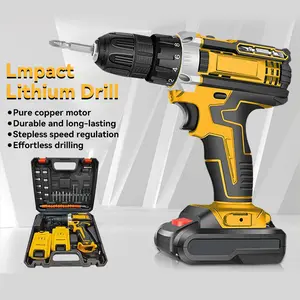 Novupow 21V Cordless Impact Drill,3-In-1 High Torque Impact Gun ,9 Impact Sockets,6 Drills,6 Screws And Tool Case,Impact Tools For Car Lug Nuts
