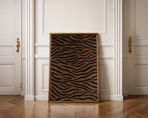[UNFRAMED POSTER] Stylish Y2k Brown Tiger Pattern Print, Trendy Leopard Dorm Room Poster, Maximalist Wall Art, Retro Bedroom Wall Decor, Funky Y2K print