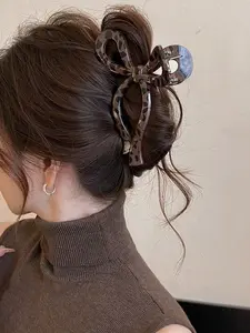 1pc Leopard Print Bow Claw Clip, Large Size Hair Clip For Women With Thick Hair Claw, Stylish New Hair Accessory, Birthday Gift, Stocking Stuffers, Stocking Fillers, Stocking Stuffers For Women, Stocking Fillers Women, Gifts, Gifts, Stocking Fillers, Gift